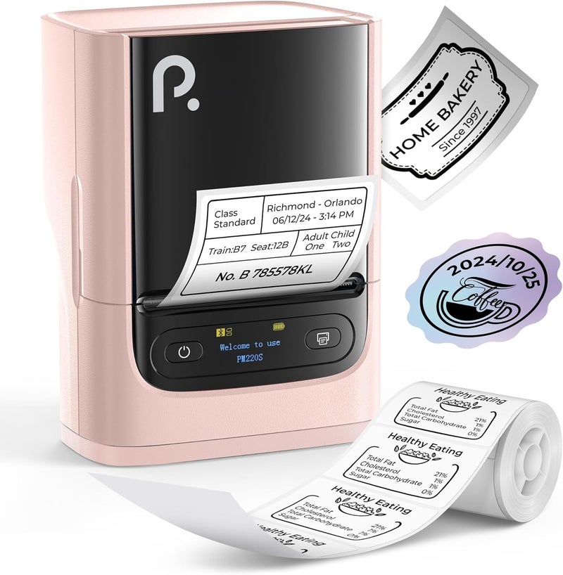 POLONO PM220S Label Maker Machine with Tape, 2 Inch Bluetooth Thermal Label Printer, Portable Sticker Printer for School, Office, Home, Business, Label Maker with 2'' x1.18'' Labels, Pink - Image 1